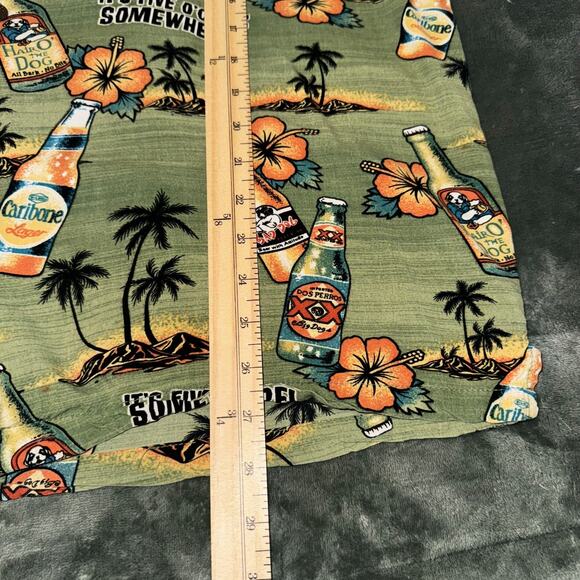 Big Dogs Hawaiian Five O'Clock Shirt Men's Large Green Tropical Floral Button-Up - Picture 7 of 7